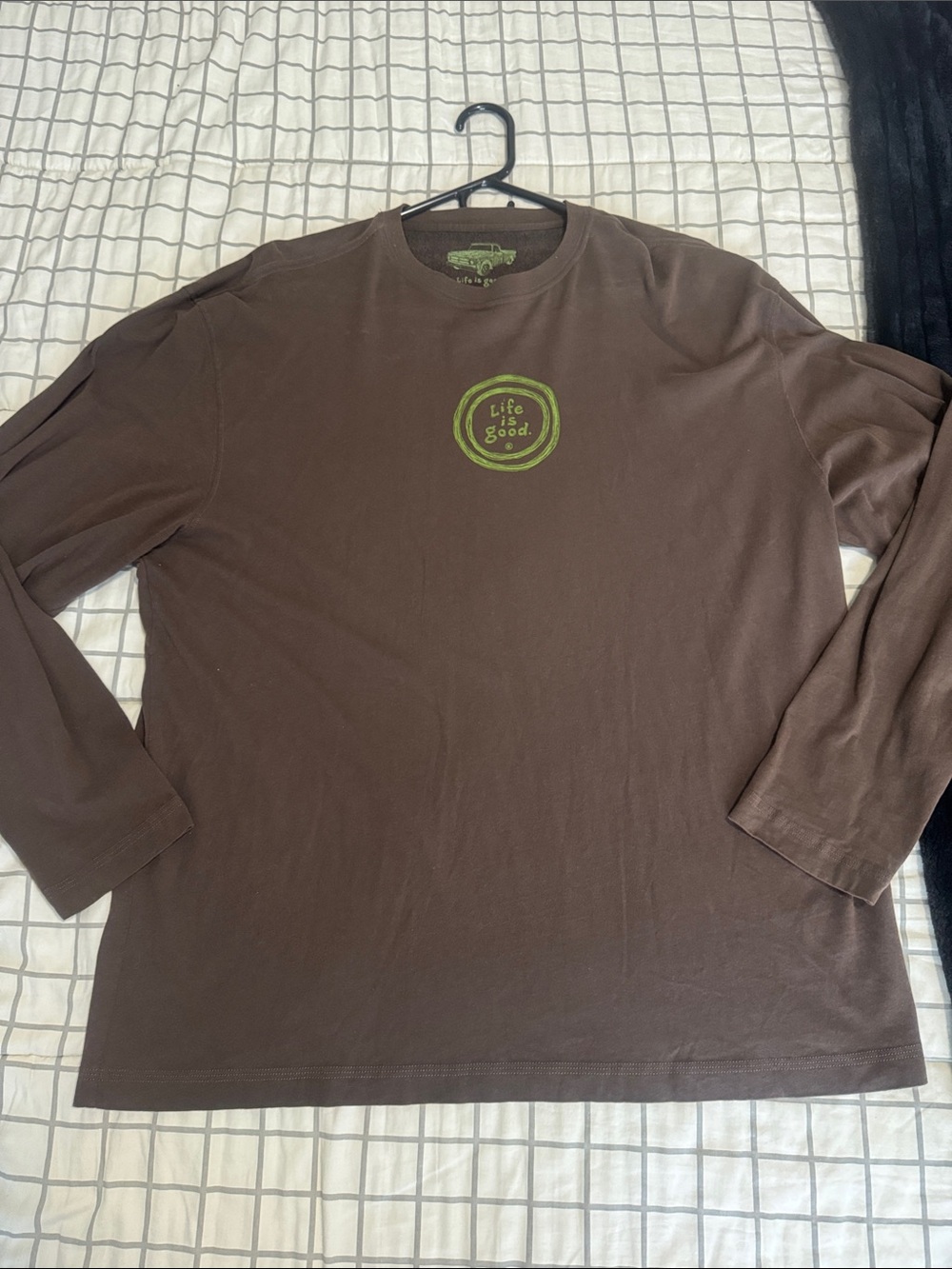 Life Is Good Men's Brown Long-Sleeve Tee with Green Logo